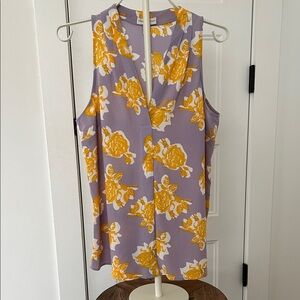 NWOT Adrienne Vittadini Floral V-Neck Blouse - Lavender and Mustard